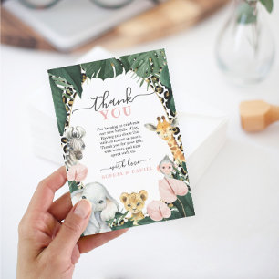 Wild Safari Animals Baby shower Hartelijk dank Aankondiging