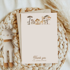 Wild Safari Animals Baby shower Hartelijk dank Bedankkaart