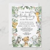 Wild Safari Animals Baby shower Oerwoud Greenery Kaart (Voorkant)