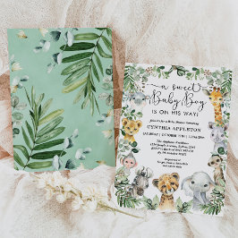 Wild Safari Animals Baby shower Oerwoud Greenery Kaart
