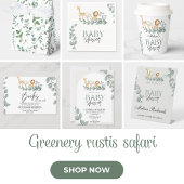 Wild Safari Animals Baby shower Oerwoud Greenery Kaart
