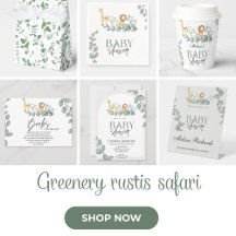 Wild Safari Animals Baby shower Oerwoud Greenery