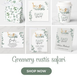 Wild Safari Animals Baby shower Oerwoud Greenery Kaart