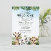 Wild Safari Animals Baby shower Uitnodiging (Staand voorkant)