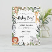 Wild Safari Animals Baby shower Uitnodiging (Staand voorkant)