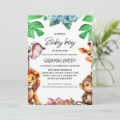 Wild Safari Animals Baby shower Uitnodiging (Staand voorkant)