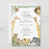 Wild Safari Animals Baby shower Uitnodiging (Voorkant)