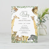 Wild Safari Animals Baby shower Uitnodiging (Staand voorkant)