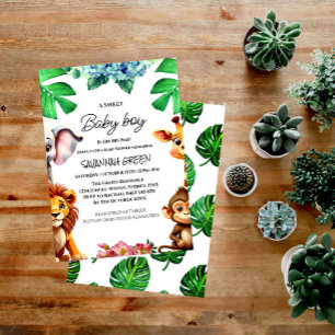 Wild Safari Animals Baby shower Uitnodiging