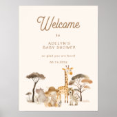 Wild Safari Animals Baby shower Welkomstteken Poster (Voorkant)