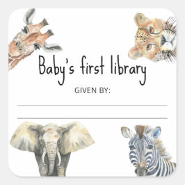 Wild Safari Animals - Baby's eerste bibliotheek Vierkante Sticker