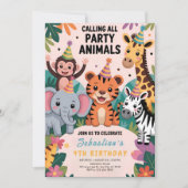 Wild Safari Animals Birthday Kaart (Voorkant)