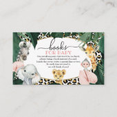 Wild Safari Animals Books for Baby shower Card Informatiekaartje (Voorkant)