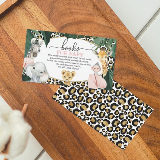 Wild Safari Animals Books for Baby shower Card Informatiekaartje