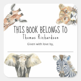 Wild Safari Animals - Dit boek behoort tot Vierkante Sticker