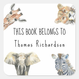Wild Safari Animals - Dit boek behoort tot Vierkante Sticker