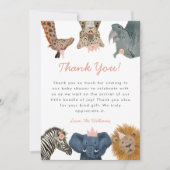 Wild Safari Animals Girl Baby shower Bedankkaart (Voorkant)