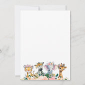 Wild Safari Animals Girl First Birthday Bedankkaart (Achterkant)