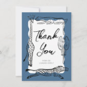 Wild Safari Animals Lijst Denim Blue Bedankkaart (Voorkant)