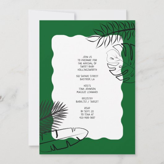 Wild Safari Animals Lijst Terracotta Baby shower Kaart (Achterkant)