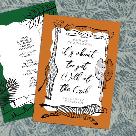 Wild Safari Animals Lijst Terracotta Baby shower Kaart