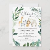 Wild Safari Animals Wreator Baby shower Invitation Kaart (Voorkant)