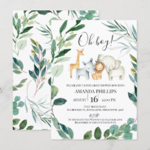 Wild Safari Animals Wreator Baby shower Invitation