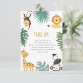 Wild safari baby shower bedankt je kaart (Staand voorkant)