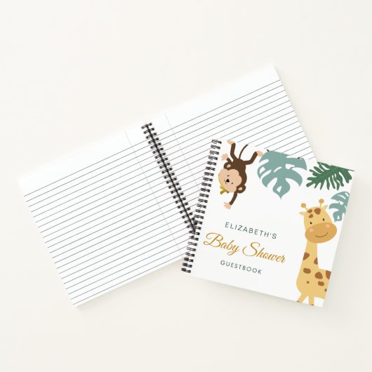 Wild Safari baby shower Gastenboek Notitieboek (Binnen)