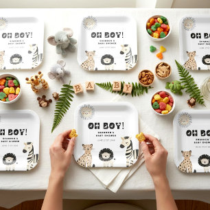 Wild Safari Baby Shower "O Jongen" Borden Papieren Bordje