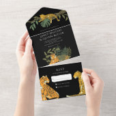 Wild Safari Big Cats Wedding All In One Uitnodiging (Afscheurbaar)