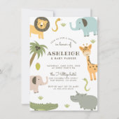 Wild Safari Cute Baby shower Kaart (Voorkant)