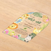 Wild Safari Dieren Baby shower Acryl Uitnodigingen (Laagn)