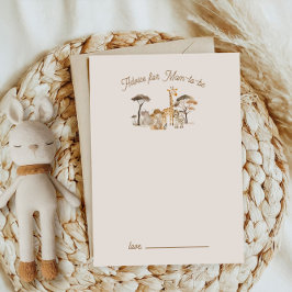 Wild Safari Dieren Baby shower Advies Kaart