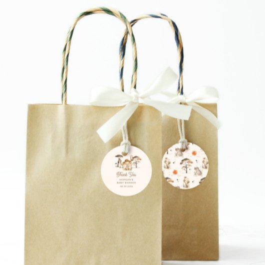 Wild Safari Dieren Baby shower Bedankjes Labels