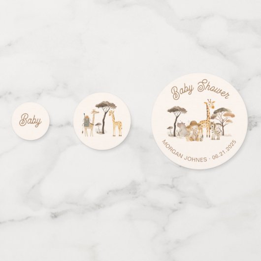 Wild Safari Dieren Baby shower Confetti (Voorkanten)