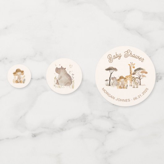 Wild Safari Dieren Baby shower Confetti (Achterkanten)