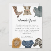 Wild Safari Dieren Baby shower Genderneutraal Bedankkaart (Voorkant)