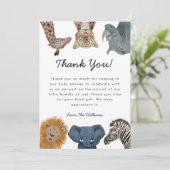 Wild Safari Dieren Baby shower Genderneutraal Bedankkaart (Staand voorkant)