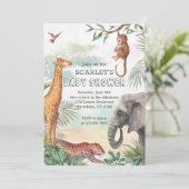 Wild Safari Dieren Baby shower Kaart (Staand voorkant)