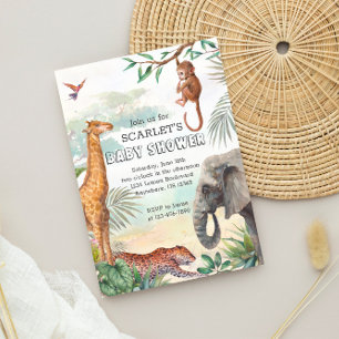 Wild Safari Dieren Baby shower Kaart