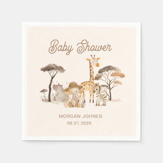 Wild Safari Dieren Baby shower Servet (Voorkant)