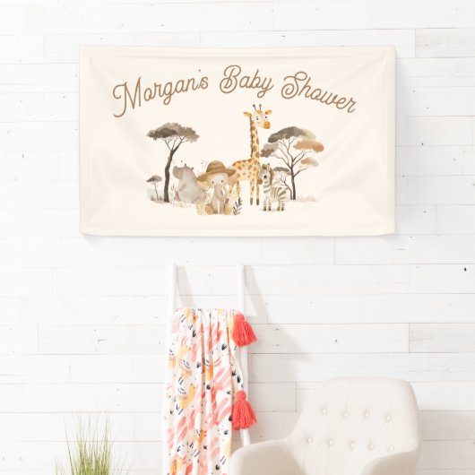 Wild Safari Dieren Baby shower Spandoek (Insitu)