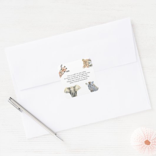 Wild Safari Dieren - Gebedskaars label (Envelop)