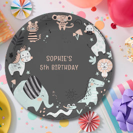 Wild safari dieren kinderen verjaardag papieren bordje