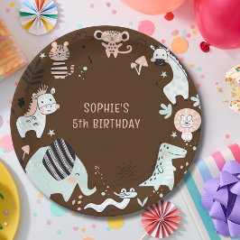 Wild safari dieren kinderen verjaardag papieren bordje