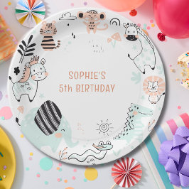 Wild safari dieren kinderen verjaardag papieren bordje