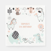 Wild safari dieren kinderen verjaardag servet (Voorkant)