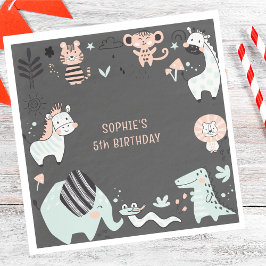 Wild safari dieren kinderen verjaardag servet