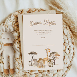 Wild Safari Dieren Luier Raffle Ticket Kaart